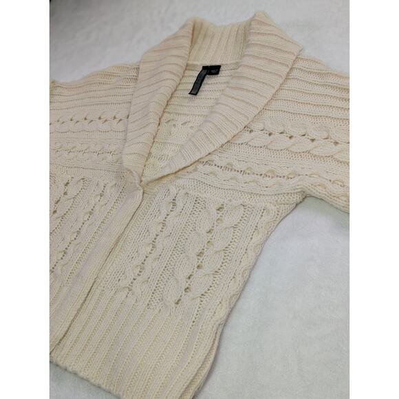Ivory Bat Wing Cable Knit Cardigan w/Hidden Metal Snaps Size Medium by Nine West - Picture 4 of 11